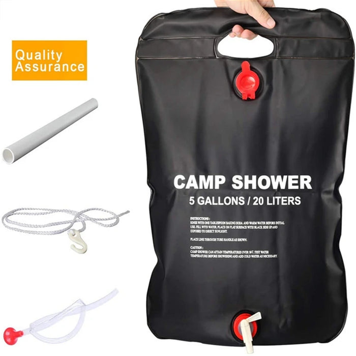 Enagua Mart 20L Large Outdoor Camping Shower Bag - Solar-Heated Survival Water Bag for Emergency & Bathing