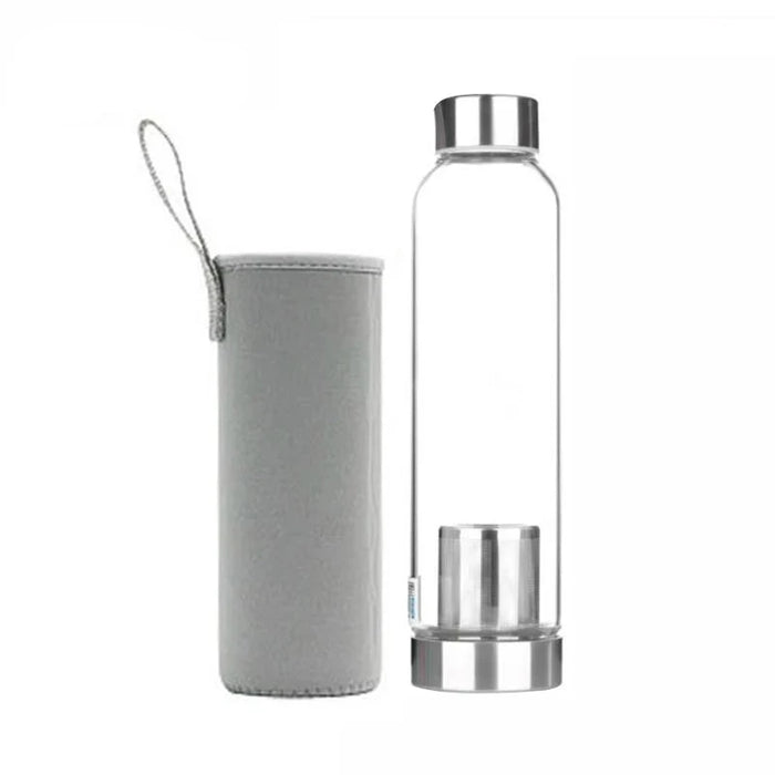 Enagua Mart High-Temperature Resistant Glass Water Bottle - 550ml with Tea Infuser and Protective Bag