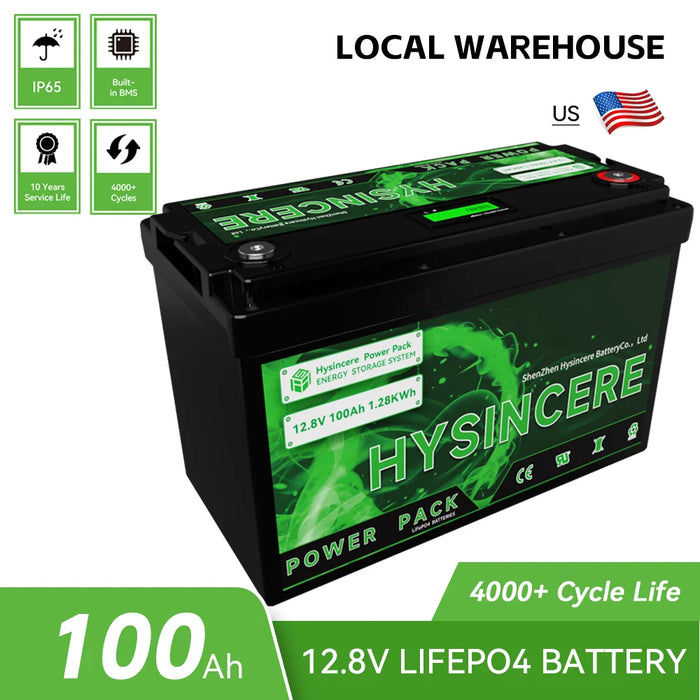 Enagua Mart LiFePO4 Battery 12V 100Ah Pack - Built-in BMS for Solar, Boat, and Home Energy Storage