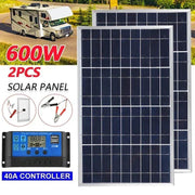 Enagua Mart 300W Solar Panel Kit - Complete 12V Polycrystalline USB Power Portable Outdoor Rechargeable Solar Generator for Home - Enagua Mart
