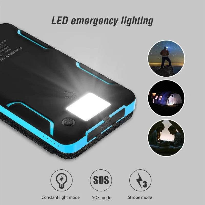Enagua Mart Solar Charger Power Bank 10000mAh - Portable Solar Phone Charger, 4 Solar Panels, External Battery Pack for Phones, Outdoor Camping - Enagua Mart