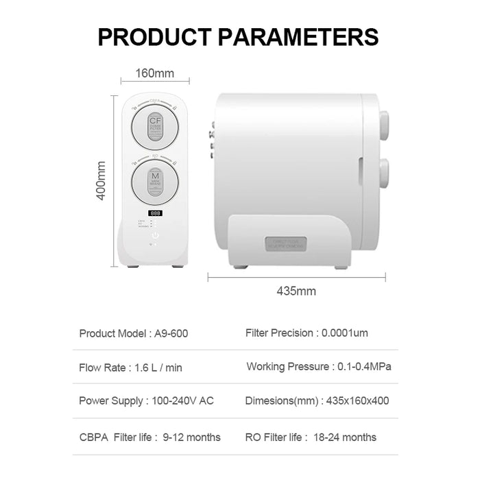 Enagua Mart Nobana 600G High Water Flow Reverse Osmosis Filter - Tankless Purifier Housing