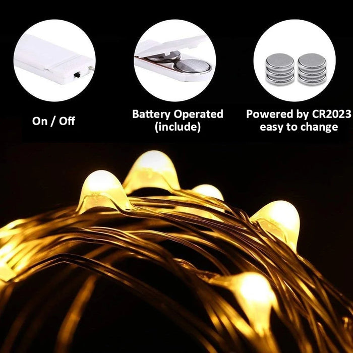 Enagua Mart LED Fairy Lights - Battery Operated Copper Wire String Lights for Home & Party Decor