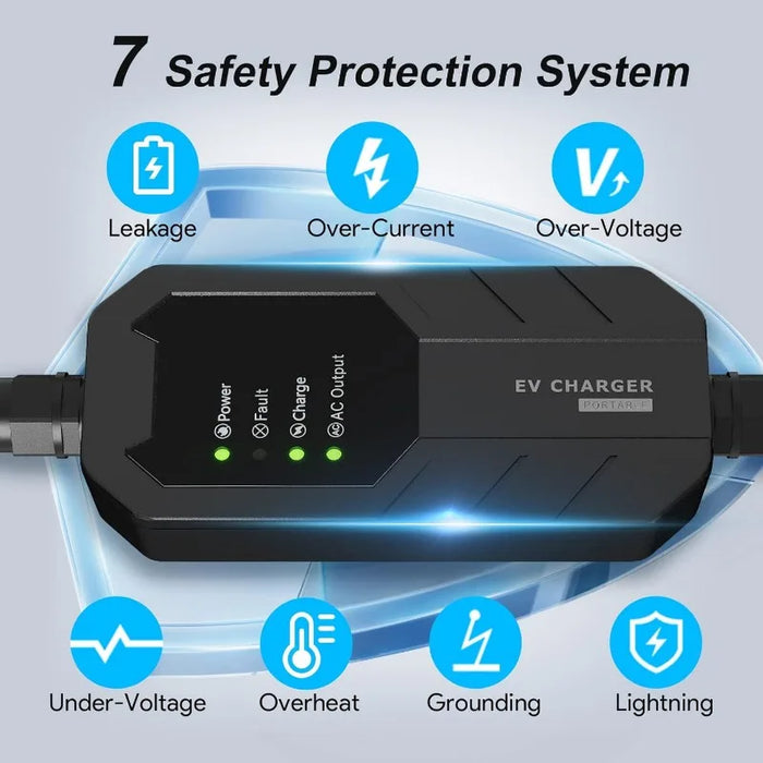 Enagua Mart Level 1/2 EV Charger - 100-240V 16A Portable EVSE, 25ft with NEMA 6-20 Plug and NEMA 5-15 Adapter