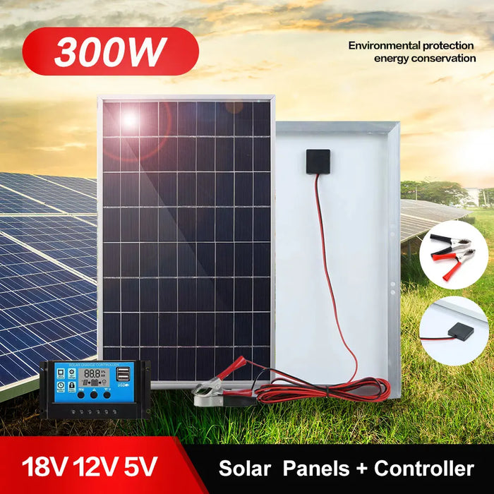 Enagua Mart Wholesale 300W Solar Panel Kit - Complete 12V Polycrystalline Portable Outdoor Rechargeable Solar Cell for Home