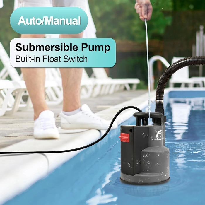 Enagua Mart 1/2HP Submersible Sump Pump - 2500GPH Utility Water Pump with Auto/Manual Control and Integrated Float Switch