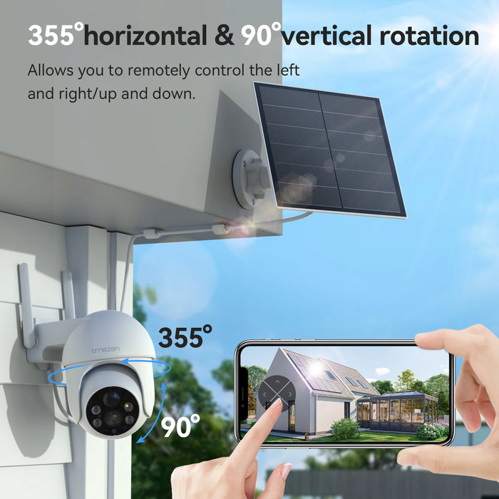 Enagua Mart 2K Wireless PTZ Solar Surveillance Camera - Outdoor Battery-Powered Security Camera with EEECloud App