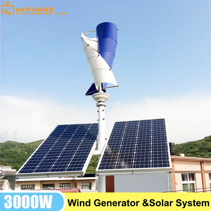 Enagua Mart Wind Turbine Generator 1200W - 48V/24V/12V Vertical Windmill with MPPT Controller for Home Use