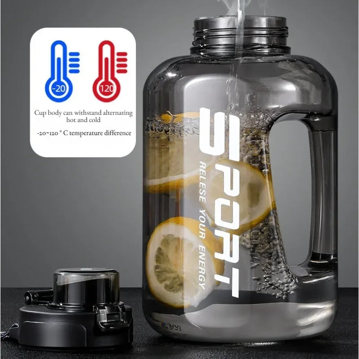 Enagua Mart Large Capacity Sports Water Bottle - 1.2L, 1.7L, 2.5L with Straw and Portable Design