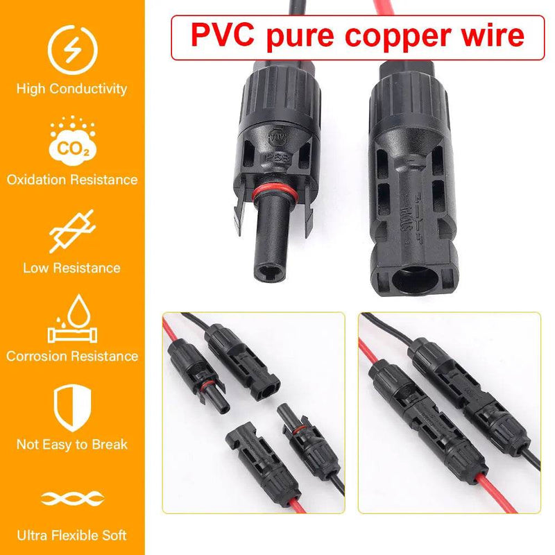 Enagua Mart 0.6M - 1.6M Solar Charge Cable XT60 Adapter to Solar Male/Female Connector Extension Wire 12AWG for Battery Pack - Enagua Mart