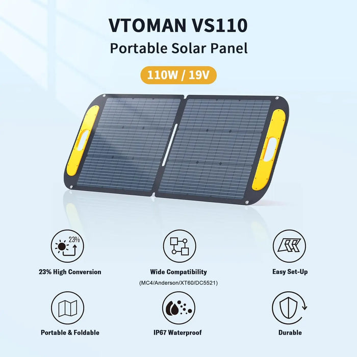 Enagua Mart VTOMAN 1500W Solar Generator - Portable Power Station with 110W Solar Panels