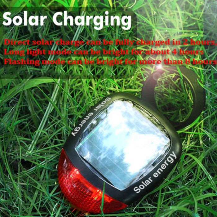 Enagua Mart Solar Rechargeable Bike Tail Light - LED Cycling Safety Warning Light