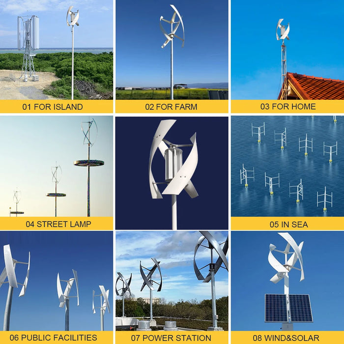 Enagua Mart 5KW Vertical Axis Maglev Wind Turbine - 5000W Windmill with Charge Controller for Household Use