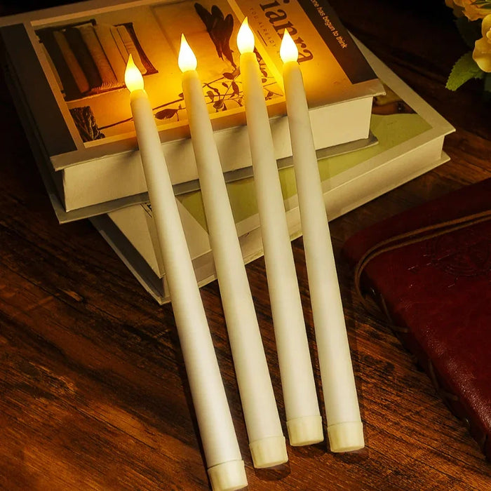 Enagua Mart 8pcs Long LED Flameless Candles - Battery Powered Flickering Decorative Candle Lights