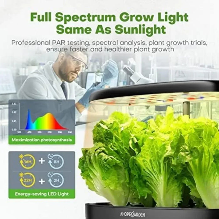 Enagua Mart Indoor Garden Hydroponics Growing System – 12-Pod Plant Germination Kit With LED Grow Light