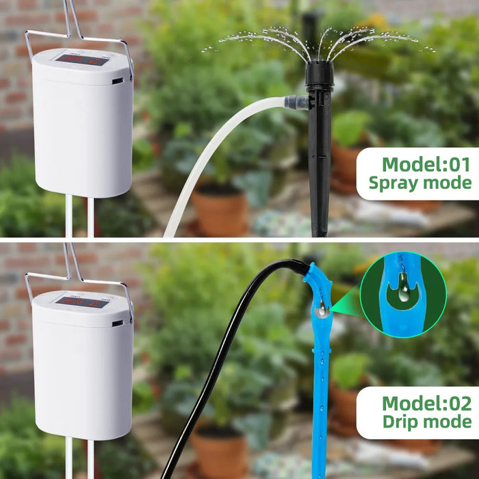 Enagua Mart Automatic Plant Watering Pump - Drip Irrigation System with Timer (2/4/8/16 Heads)