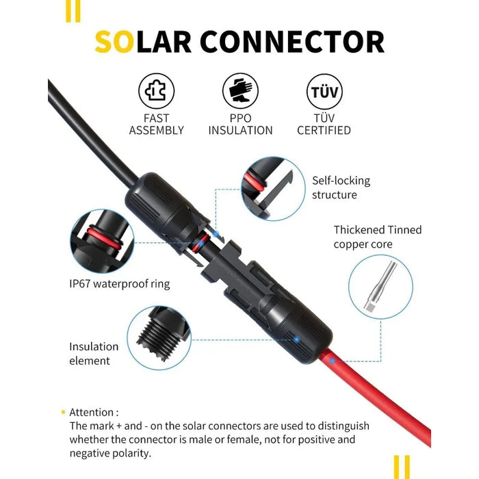 Enagua Mart Solar Extension DC Cable - 1-20M, Black/Red, 1.5/2.5/4/6mm² with PV DC Connector