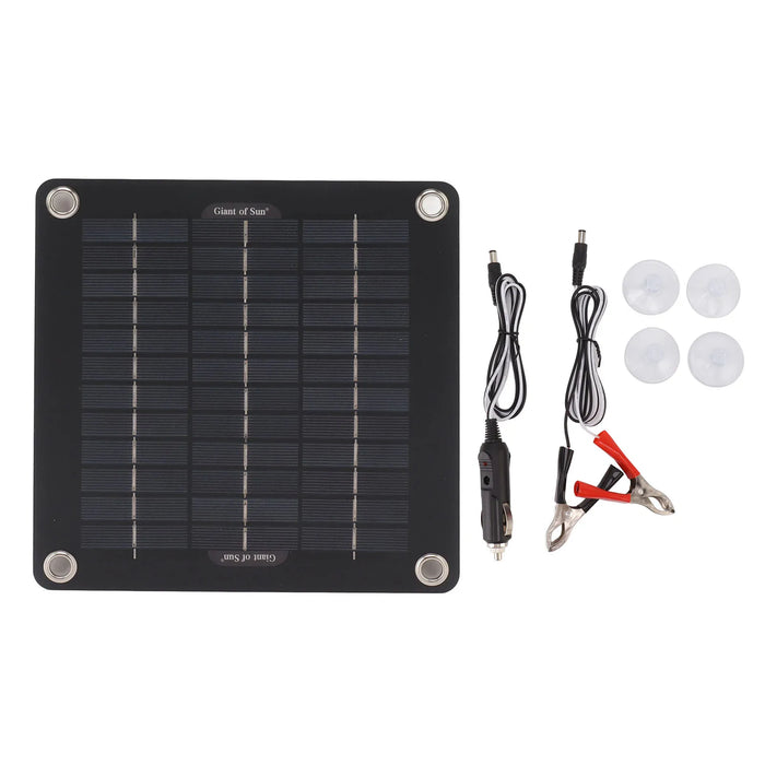 Enagua Mart 10W Portable Solar Panel Kit - 12V Solar Battery Maintainer for Car, Motorcycle, and Tractor