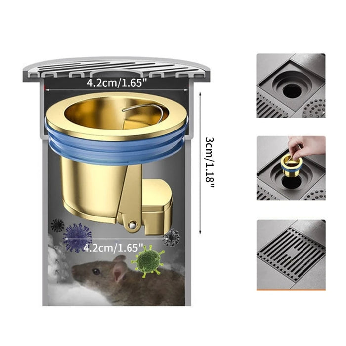 Enagua Mart Anti-Clogging Floor Drain Core - Brass Sewer Backflow Preventer & Waste Water Drainer