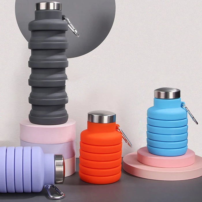 Enagua Mart Portable Silicone Folding Bottle - Retractable Sports Bottle for Travel and Outdoor Use