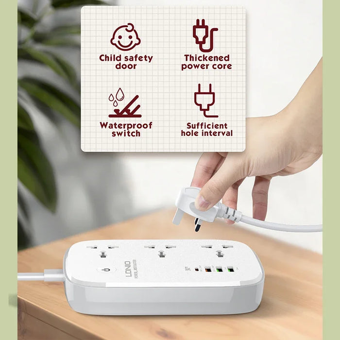 Enagua Mart Tuya WiFi Smart Universal Power Strip - EU/UK/US Surge Protector with Multi-Plug and 4 USB Ports