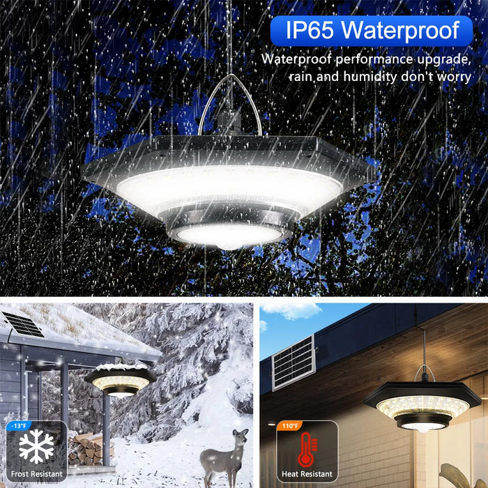 Enagua Mart Solar Pendant Lights Outdoor - Solar Shed Light, Motion Sensor 288 LEDs, Dimmable Indoor Barn Lamp, Waterproof