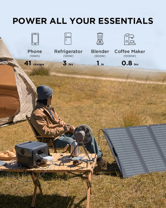 Enagua Mart River 2 Max Solar Generator 512Wh - Portable Power Station with 160W Solar Panel