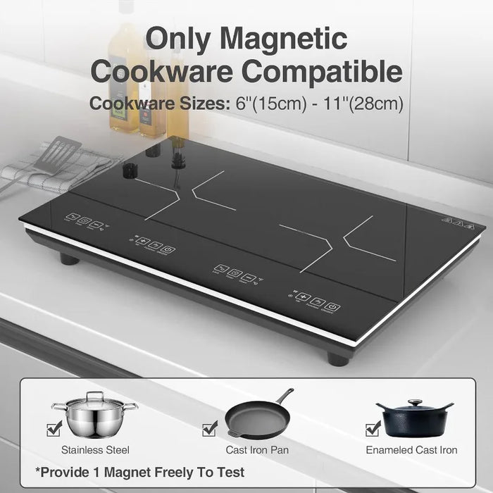 Enagua Mart Double Induction Cooktop - 4000W Electric Hot Plate with LED Sensor Touch (110V)