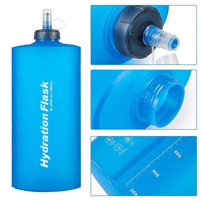 Enagua Mart Portable Collapsible Sports Bottle - Leakproof Silicone Bottle for Gym and Running