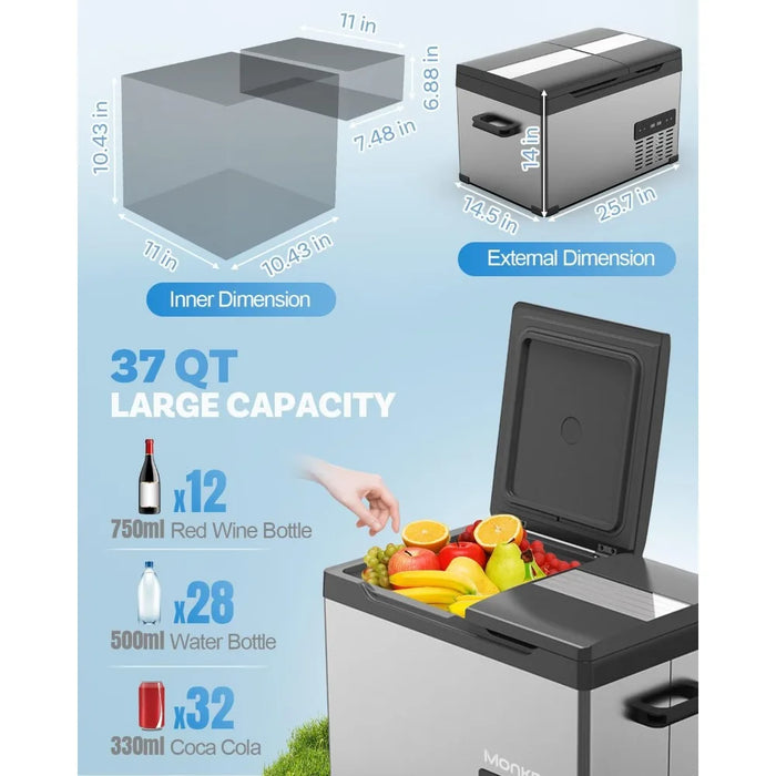 Enagua Mart Car Armrest Refrigerator - Energy Efficient 4.68 Quart Refrigerator with LED Display and App Remote Control