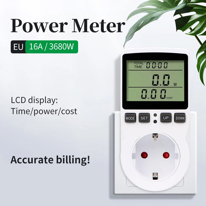 Enagua Mart Digital Power Meter Wattmeter Plug - Power Consumption Analyzer with LCD Display for Home Energy Monitoring