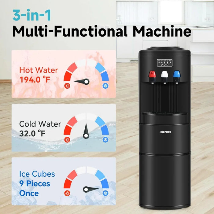 Enagua Mart 3-in-1 Hot and Cold Water Cooler with Ice Maker – Built-in Bullet Ice Maker