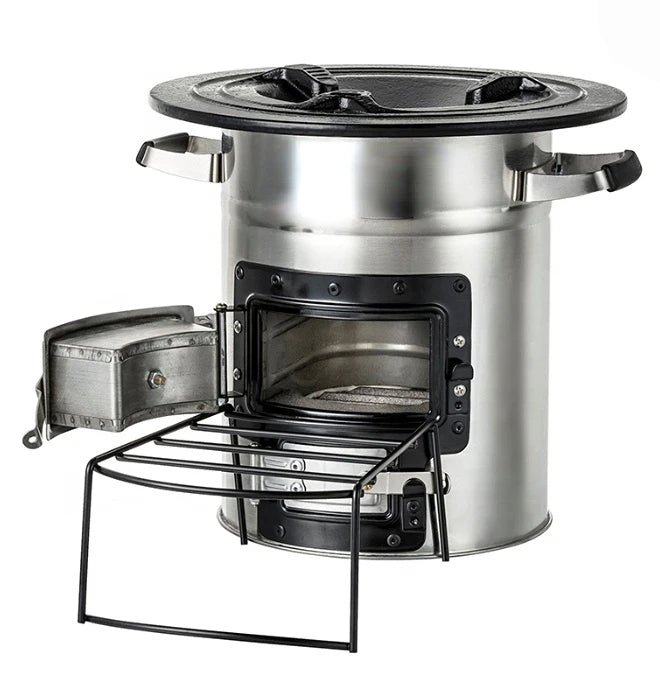 Enagua Mart Two-Door Clean Cookstove - High-Efficiency Wood-Burning Stove for Camping and Indoor Cooking