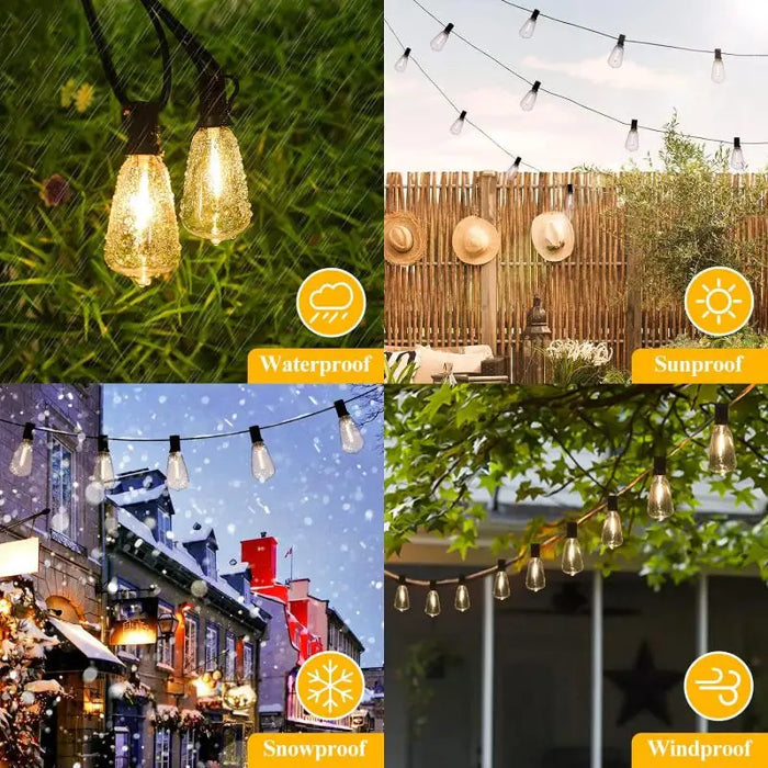 Enagua Mart ST38 String Lights Outdoor Garland - Connectable Shatterproof Waterproof LED Bulb Patio Garden Decor