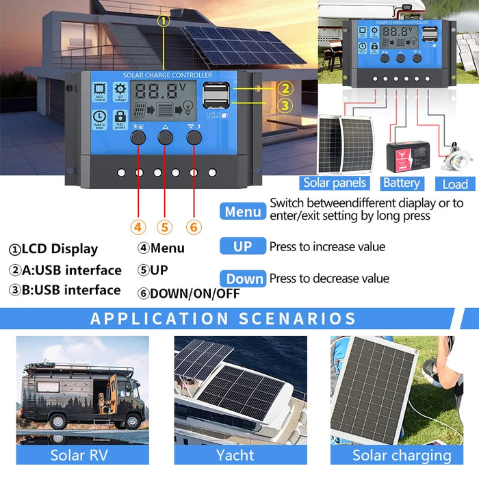 Enagua Mart 6000W Solar Inverter Kit - Complete Power Generation System with 600W Solar Panel, 110V/220V Support, and 12V Battery Charging Controller