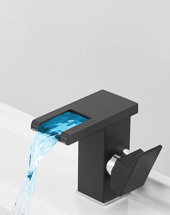 Enagua Mart Bakala Bathroom Hydropower LED Waterfall Faucet - Solid Brass Deck Mounted Mixer