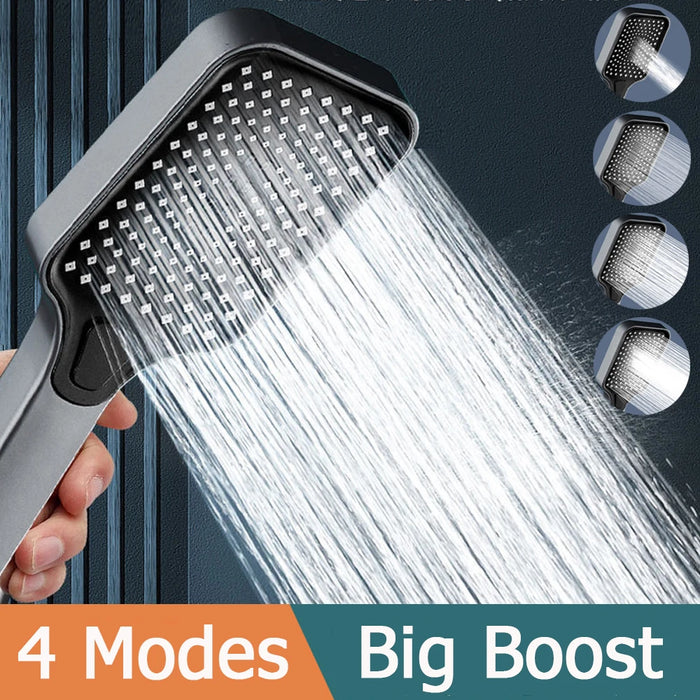 Enagua Mart 12 Inches Big Panel High-Pressure Ceiling Mounted Shower Head - 4 Modes Supercharge ABS Rainfall Shower