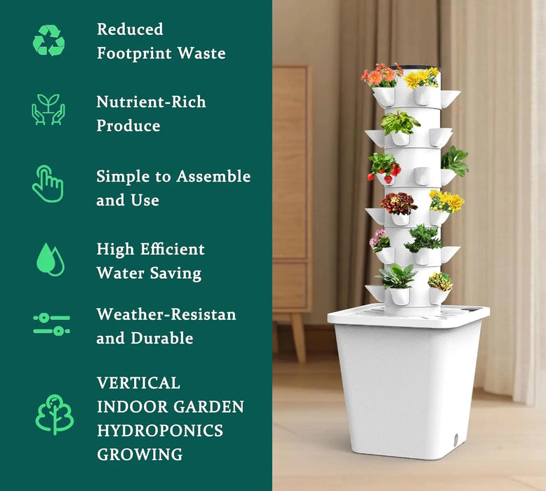 Enagua Mart Tower Garden Hydroponics System – Indoor Smart Garden With Water Pump