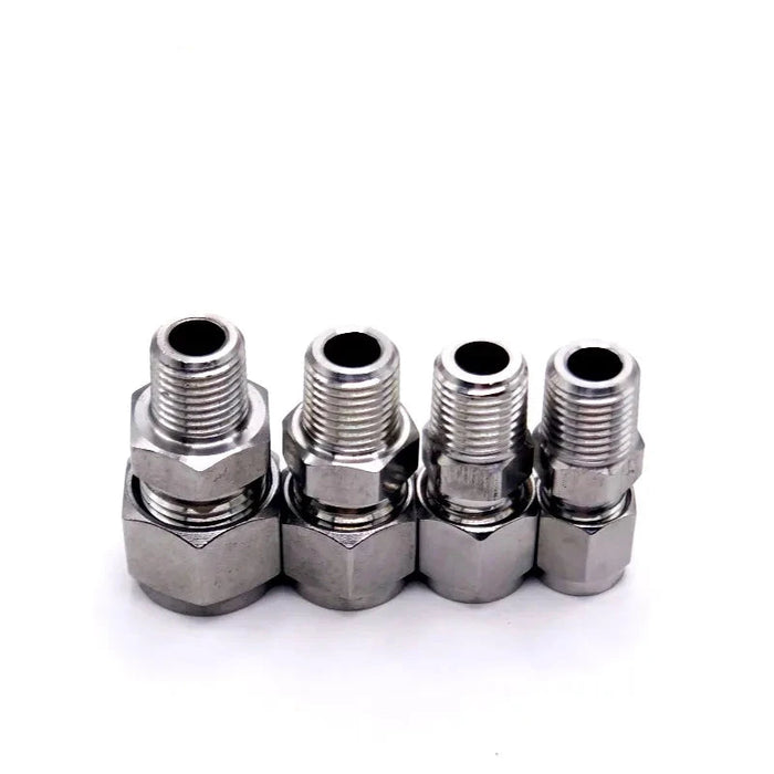 Enagua Mart SS 304 Stainless Steel Double Ferrule Compression Connector - 6mm, 8mm, 10mm, 12mm Tube to 1/8, 1/4, 3/8, 1/2 Male NPT Pipe Fitting