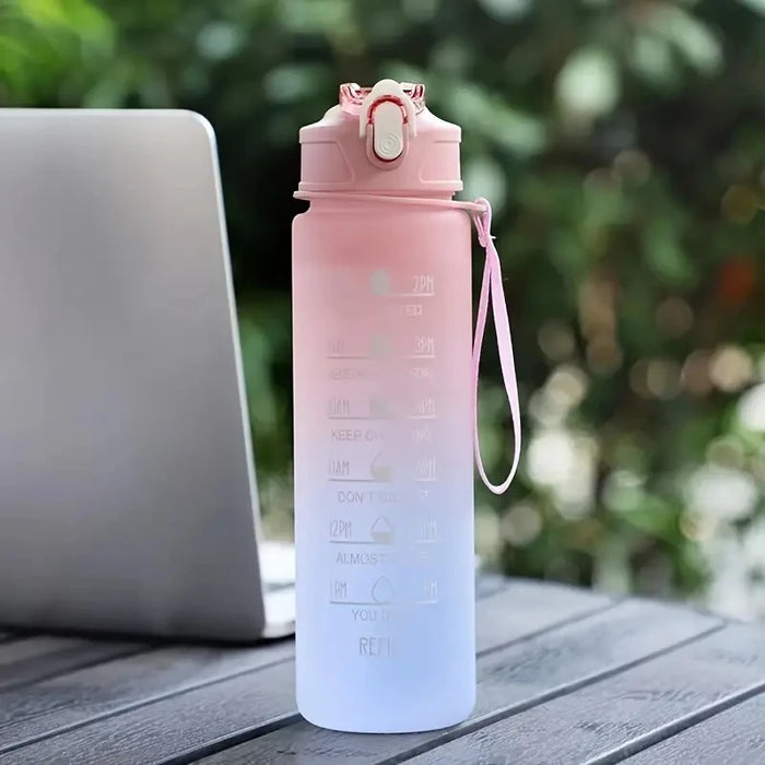 Enagua Mart Gradient Sports Water Bottle - 700ml with Inspirational Time Scale