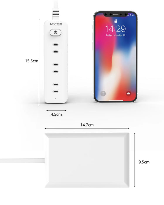 Enagua Mart MSCIEN JP Plug Power Strip - 2M Smart Socket Extension Cord with Surge Protector and Electrical Outlets