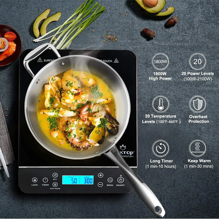 Enagua Mart Portable Induction Cooktop - 1800W Countertop Burner with LCD Sensor Touch