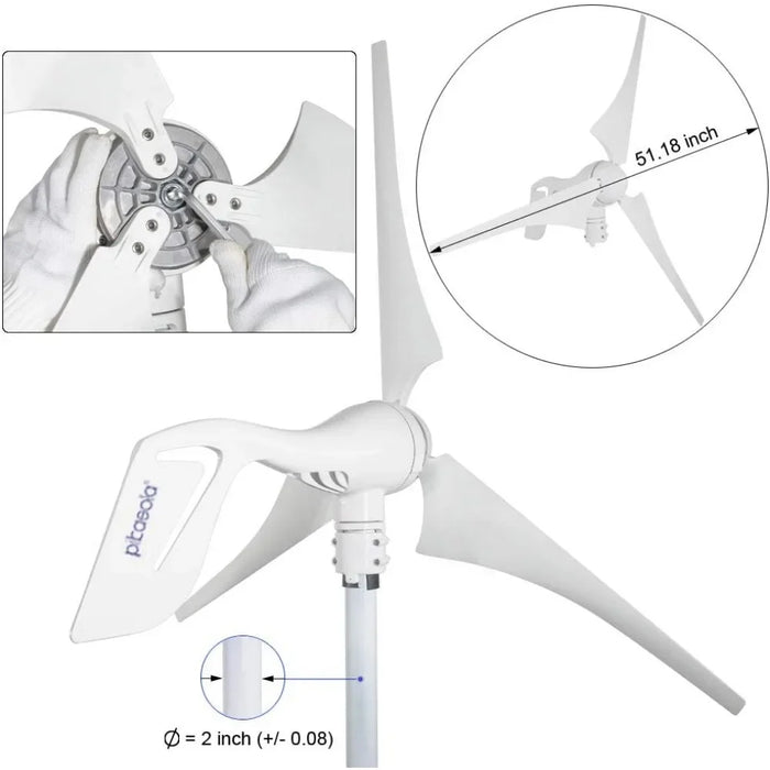 Enagua Mart 400W Wind Turbine Generator - 12V with 3 Blade and Low Wind Speed Start, Includes Charge Controller