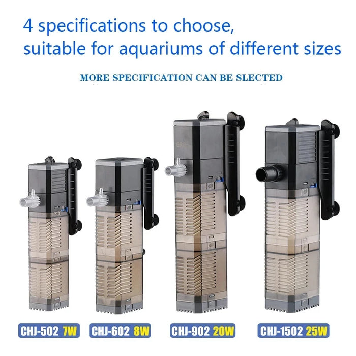 Enagua Mart Ultra Quiet High-Power Fish Tank Filter - 3-in-1 Silent Aquarium Filter for Koi Tanks