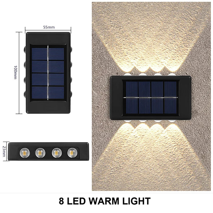 Enagua Mart 10/8/6/4/2 LED Solar Wall Lamp - Outdoor Waterproof Up and Down Lighting for Garden and Fence Decoration