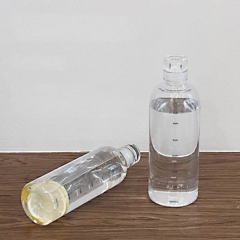 Enagua Mart 1000ml Large Capacity Glass Water Bottle - Time Scale Outdoor Drinkware for Milk, Juice, and Water - Enagua Mart