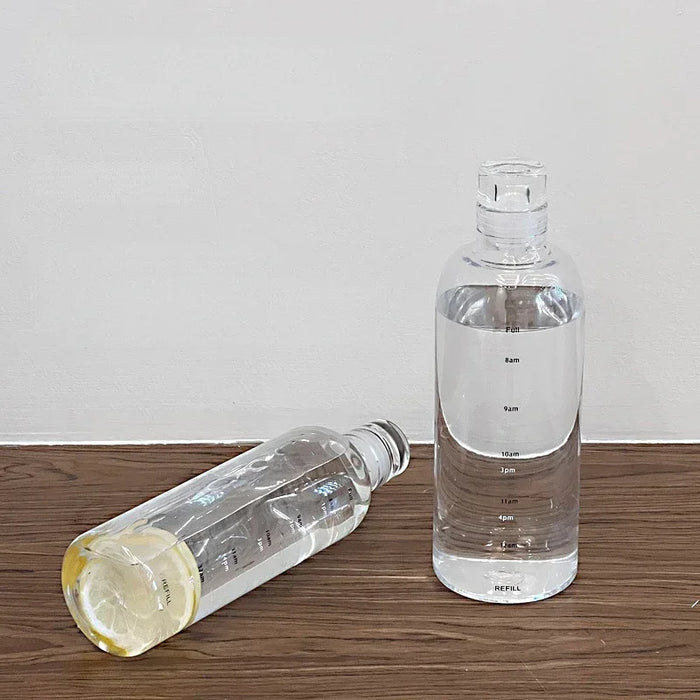 Enagua Mart 1000ml Large Capacity Glass Water Bottle - Time Scale Outdoor Drinkware for Milk, Juice, and Water