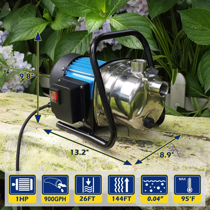 Enagua Mart 1HP Portable Garden Transfer Pump - 900 GPH Electric Booster Pump for Irrigation and Shallow Wells