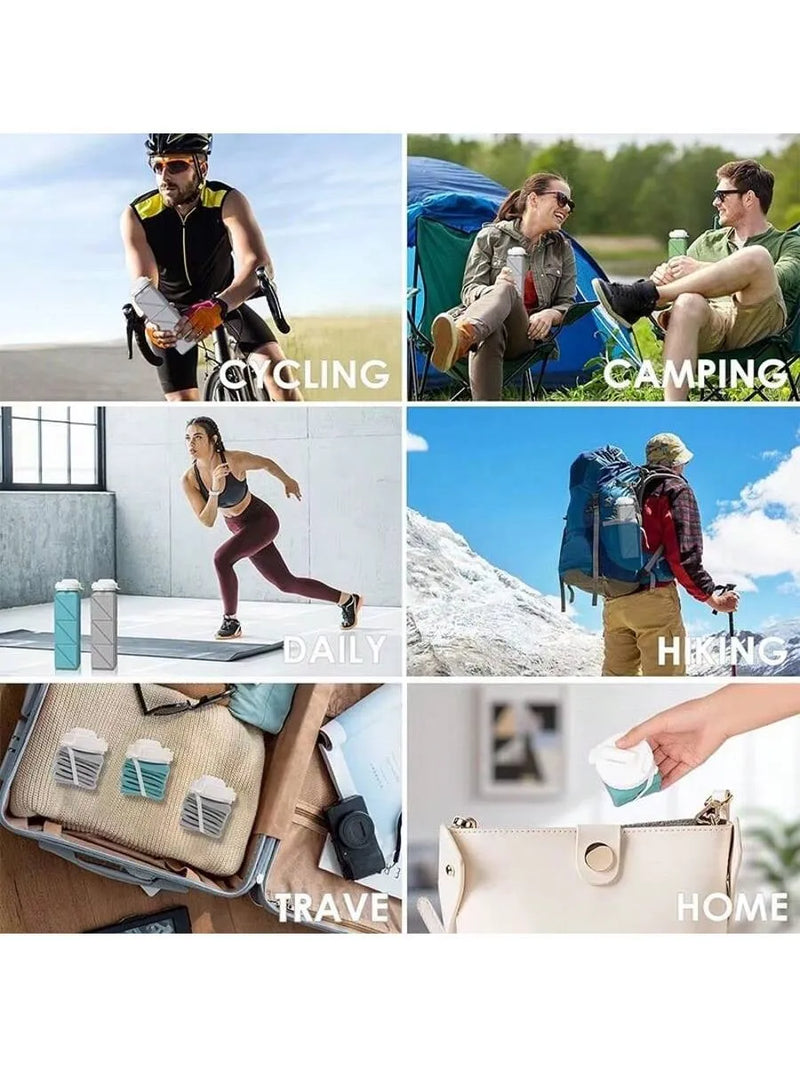 Enagua Mart 620ml Collapsible Water Bottle - Leakproof Silicone Bottle for Gym, Hiking, and Camping