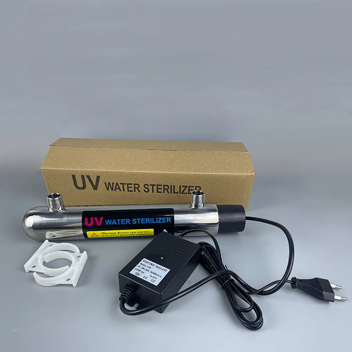 Enagua Mart 220V Stainless Steel UV Water Sterilizer - 12W Ultraviolet Tube Lamp for Direct Drink Disinfection, Aquarium & Fish Tank Purification